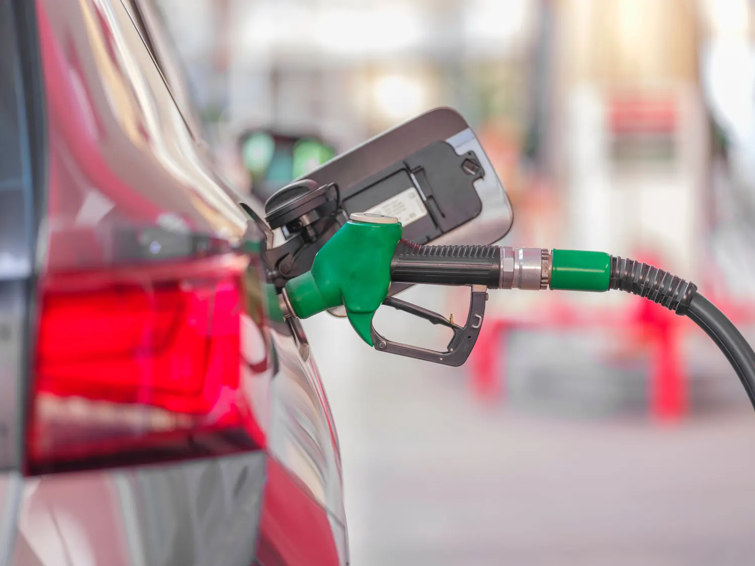 A fuel nozzle in a car filler neck